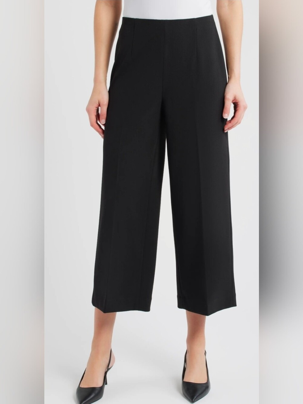 Ecru L Black Power Stretch Cropped Wide Leg Pants from Saks Off 5th AD-1…